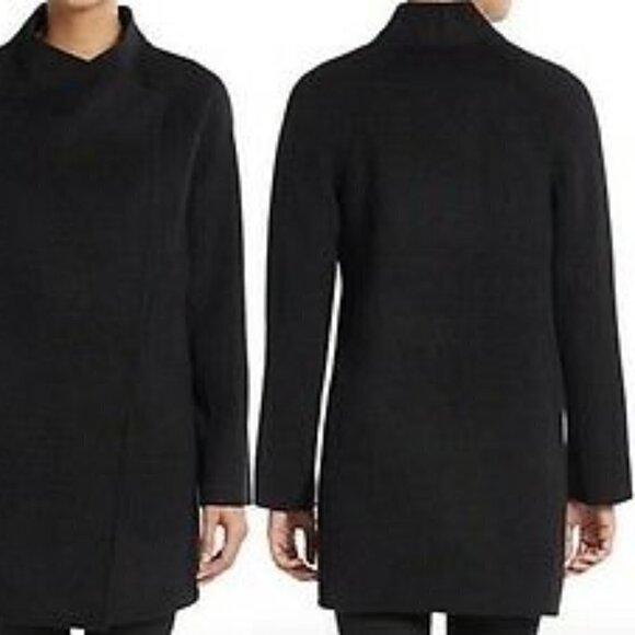 New Vince Sweater Back Drape Neck Black Coat NWT Large - Picture 8 of 16